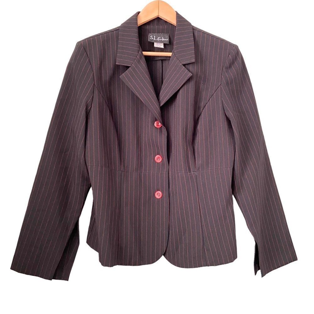 Vintage S.L. Fashions Made in USA Stripped Blazer in Size 16